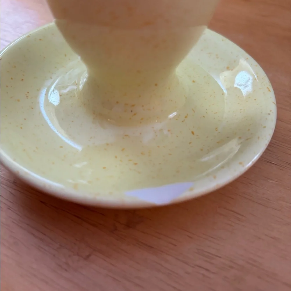 WILLIAMS-SONOMA Set of Speckled Pastel Blue and Yellow Ceramic Egg Cups